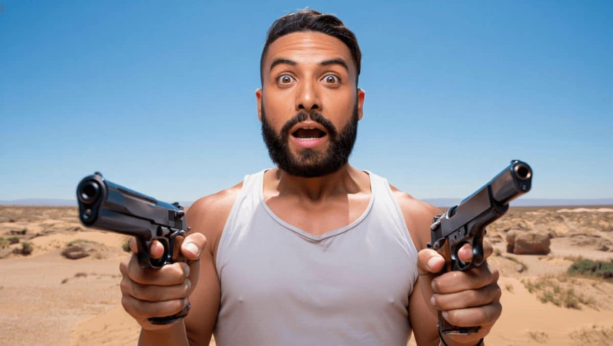 Estoy seguro de que soy el peor mago en toda la historia de Eora, pero una cosa te voy a decir: dos pistolas tengo