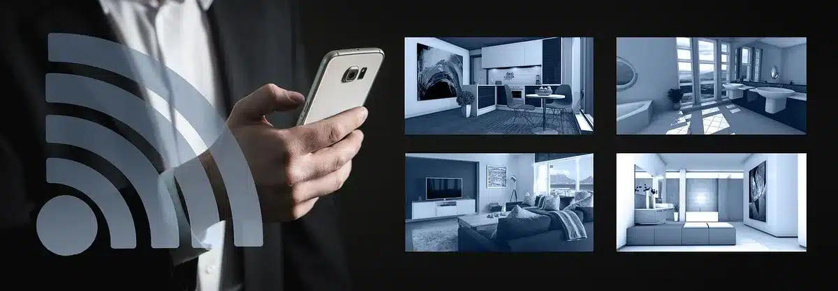 Persona frente a un escritorio de streaming con webcam y micrófono